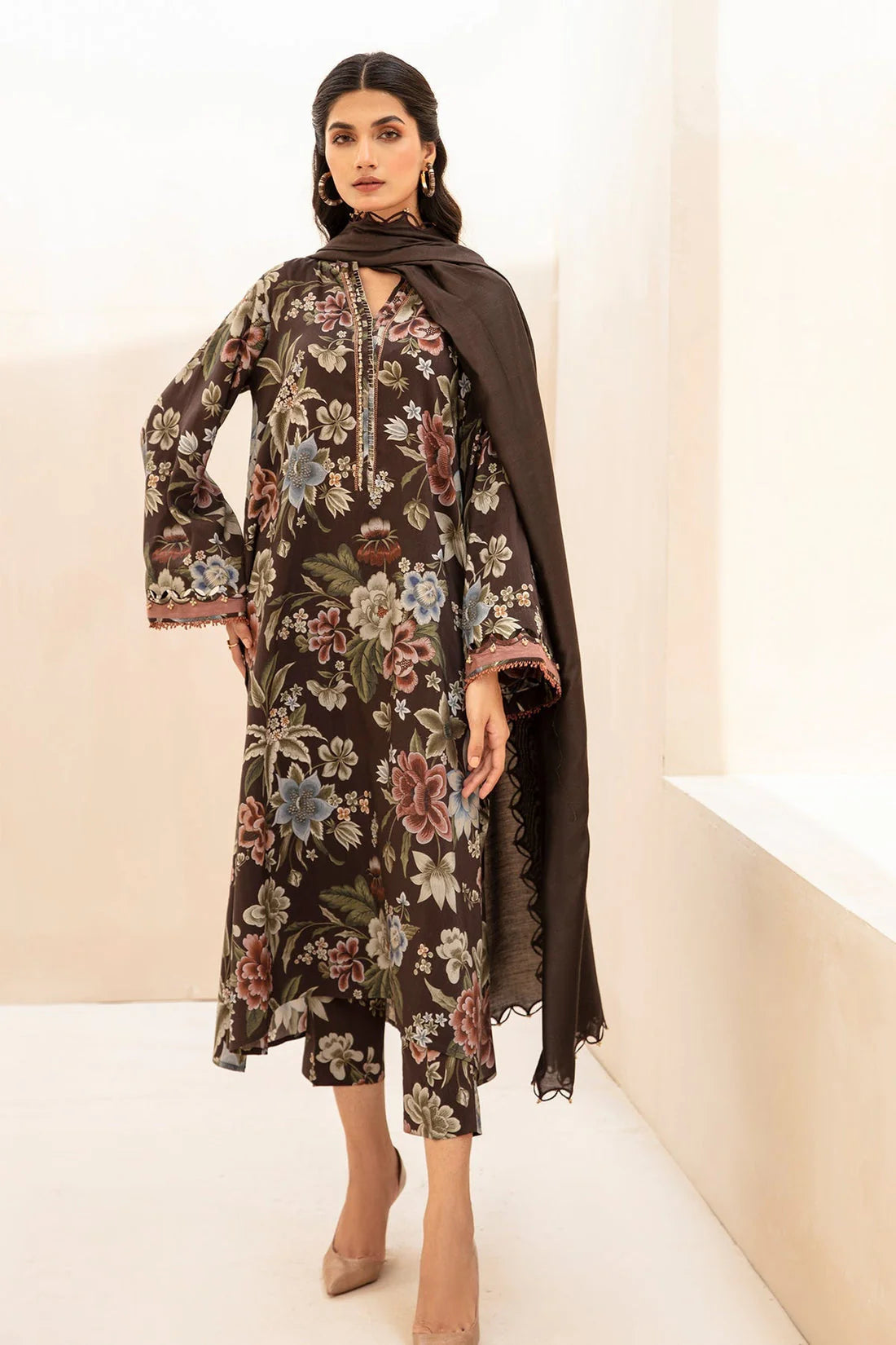 BAROQUE - 3PC Lawn Printed Shirt With Voile Printed Dupatta-1510 e-Multi Mart Zone