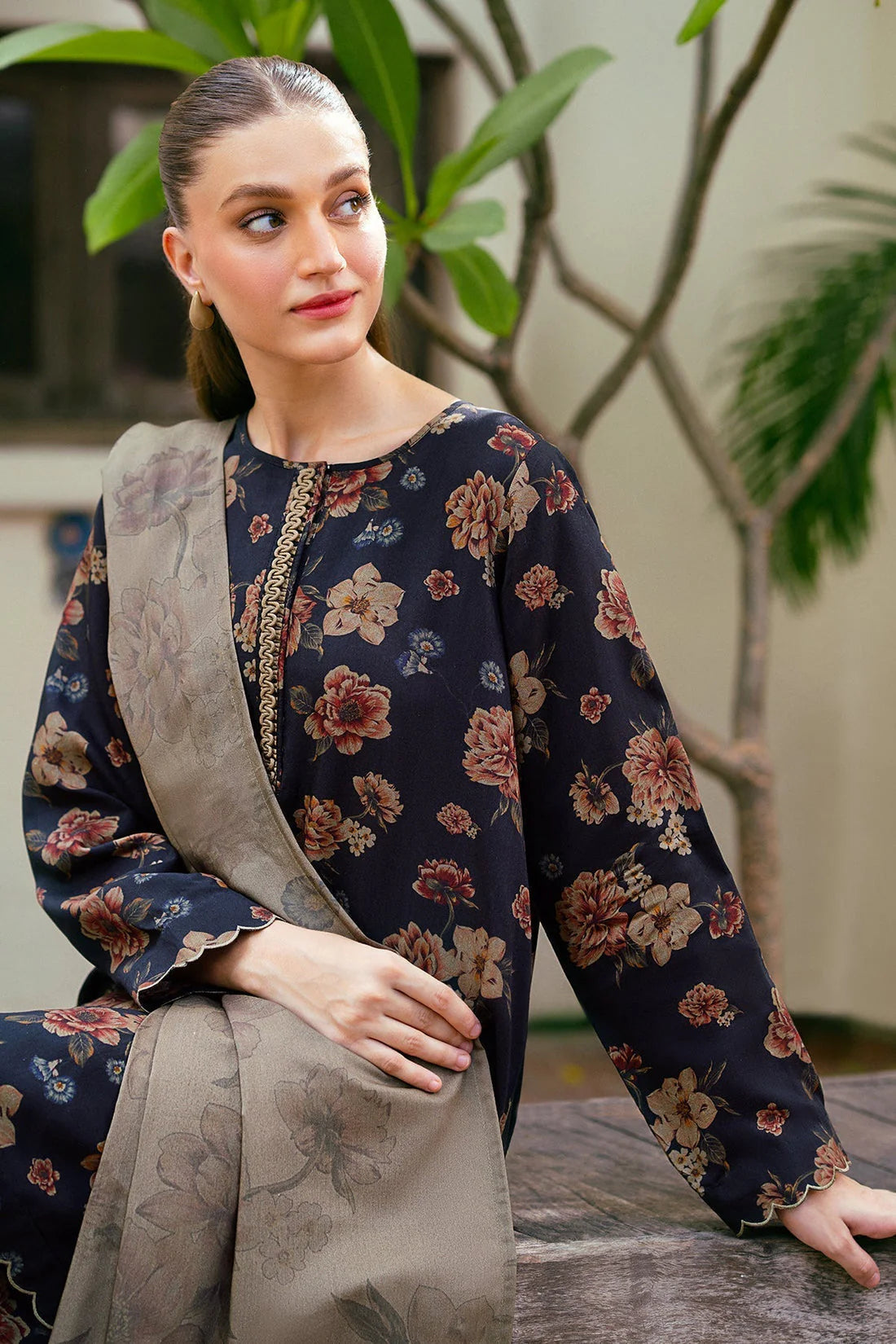 BAROQUE - 3PC Lawn Printed Shirt With Voile Printed Dupatta-1514 e-Multi Mart Zone