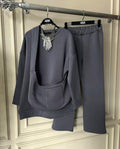 Cozy Grey Fleece Sweatshirt Tracksuit - 2 Pcs Set e-Multi Mart Zone