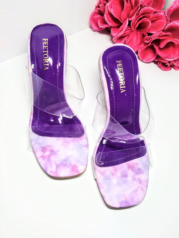 Fancy Women's Purple Plastic Heels - 1 Pcs e-Multi Mart Zone