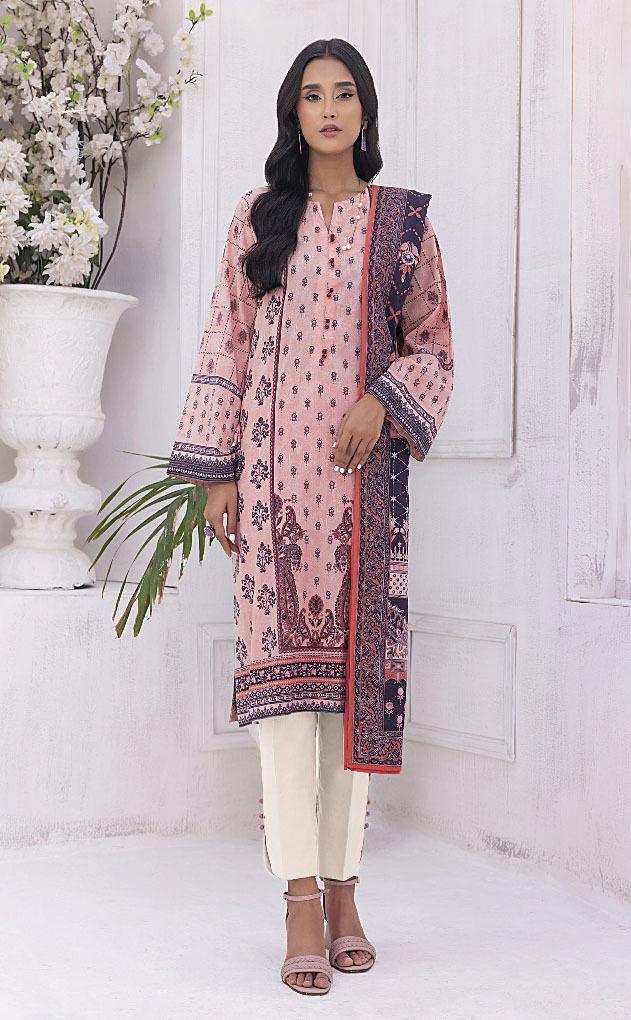 3 Pcs Women's Unstitched Printed Suit e-Multi Mart Zone