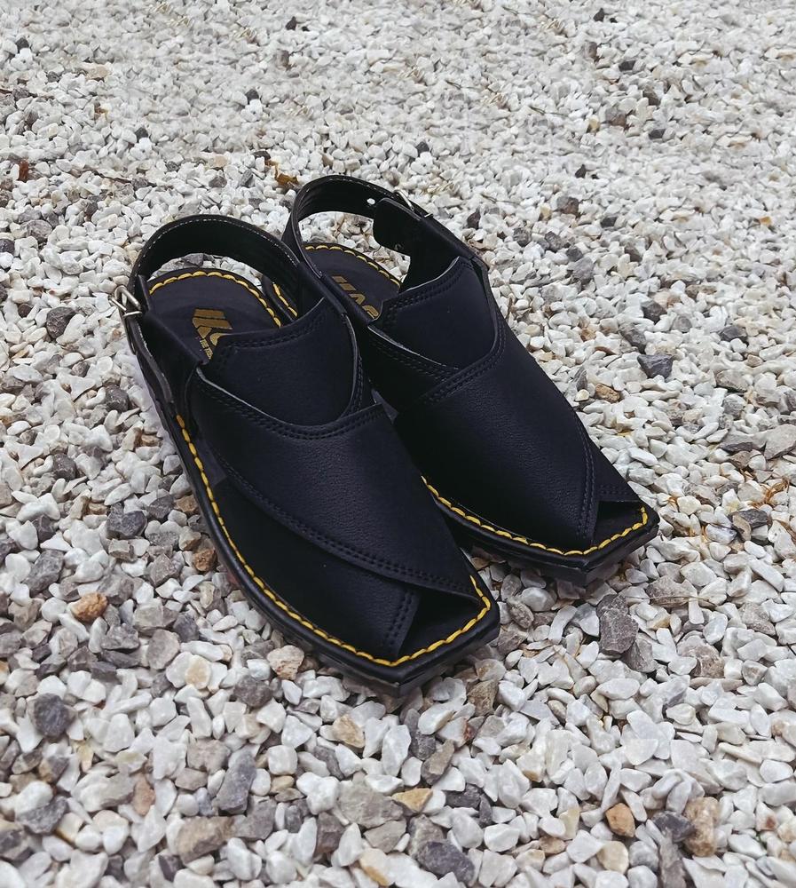 Jafspot -Men's Handmade new Peshawari Chappal, JF017, Black e-Multi Mart Zone