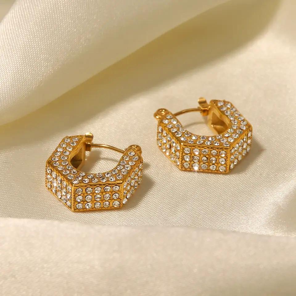 Plain Gold Plated Zircon Earrings e-Multi Mart Zone