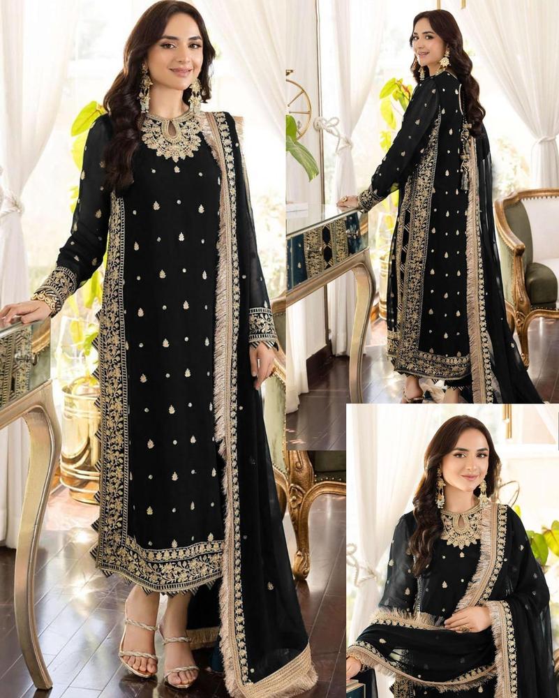 3 Pcs Women’s Stitched Crinkle Chiffon Embroidered Suit e-Multi Mart Zone