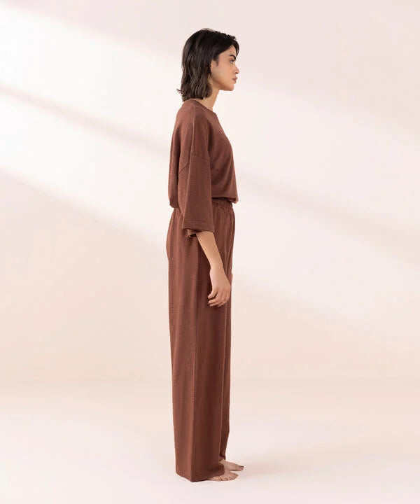 Women's Sleepwear Brown  Panelled Pull-On Trousers Paneled Pull-On Trousers e-Multi Mart Zone