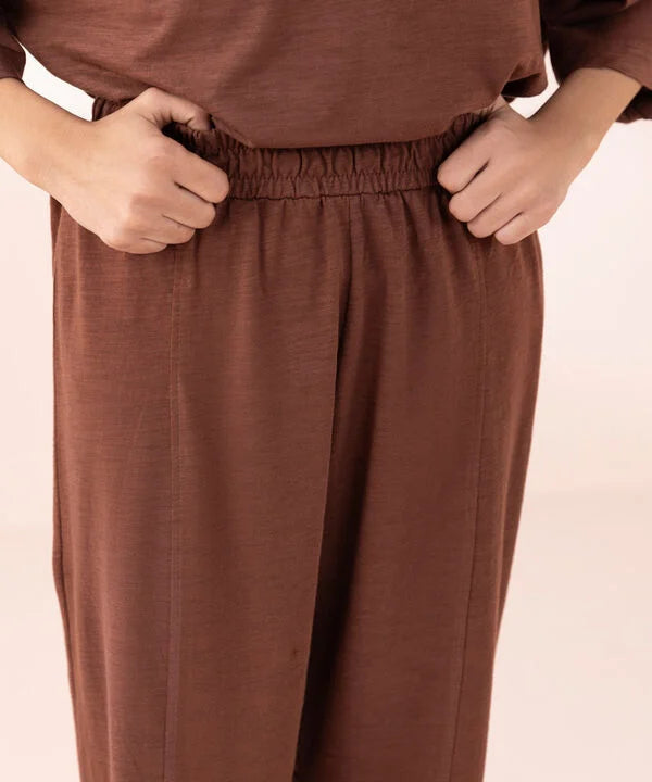 Women's Sleepwear Brown  Panelled Pull-On Trousers Paneled Pull-On Trousers e-Multi Mart Zone