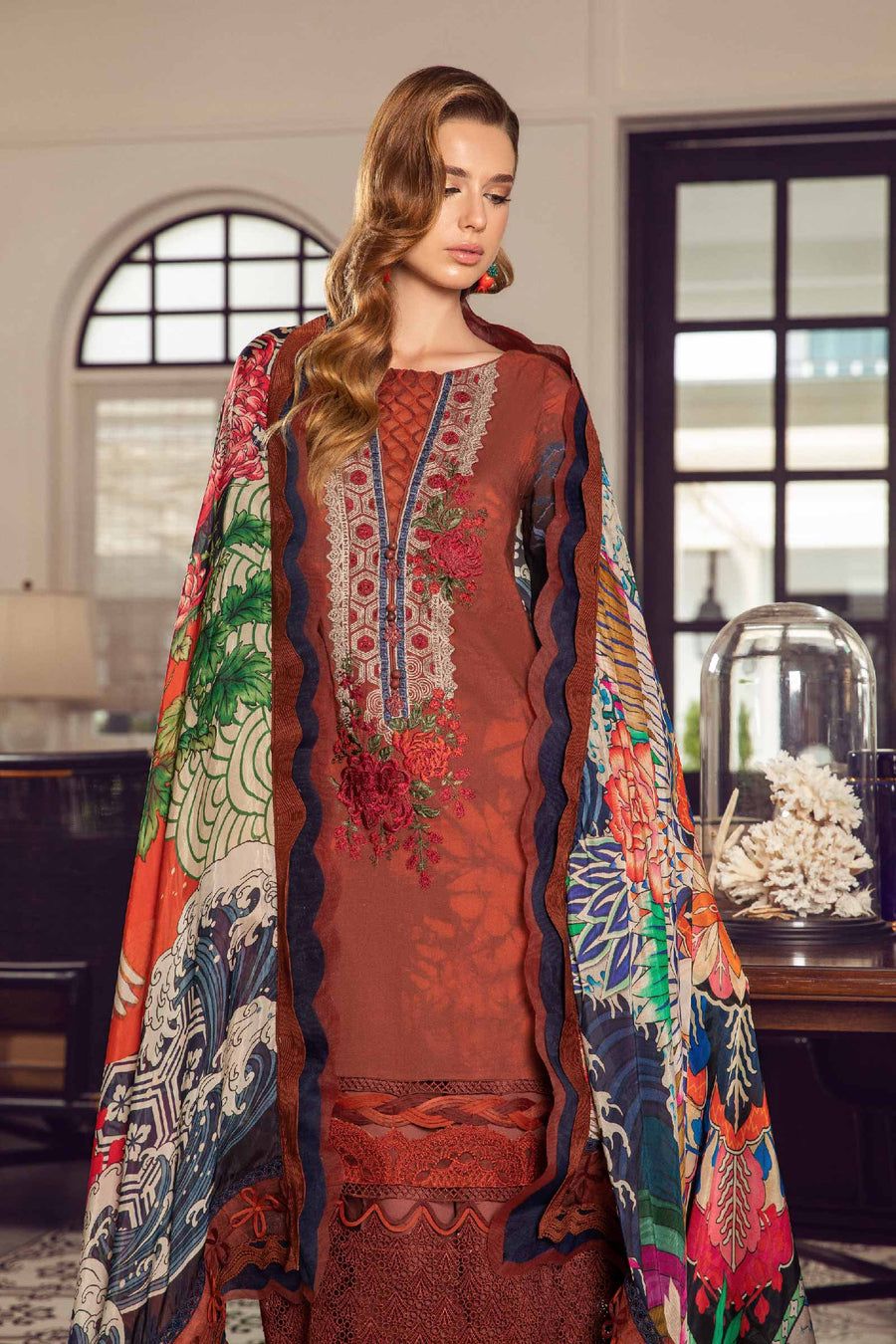 LAWN 3PC Printed Shirt With Printed Dupatta And Trouser-778 e-Multi Mart Zone