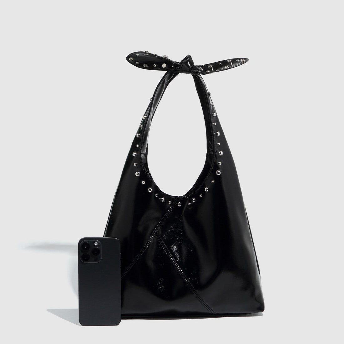 Tote Bag Rivet Bow Underarm Bag Women's Bucket Bag e-Multi Mart Zone