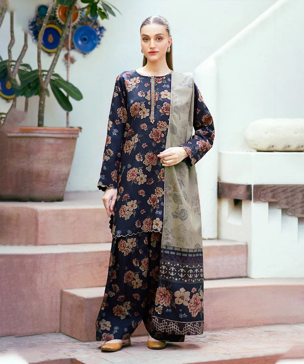 BAROQUE - 3PC Lawn Printed Shirt With Voile Printed Dupatta-1514 e-Multi Mart Zone